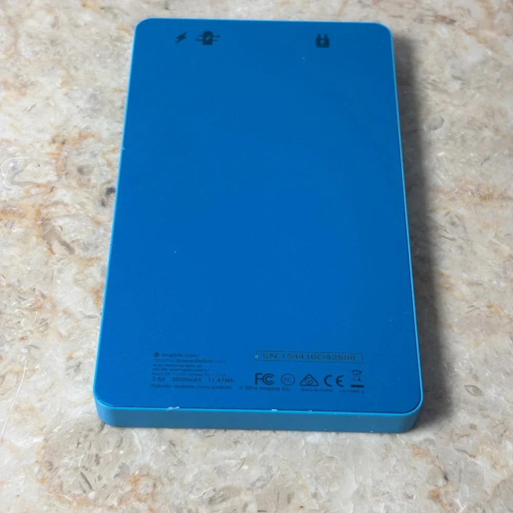 Mophie Powerstation Mini‎ Blue Portable Charger 3020mAh Power Bank USB